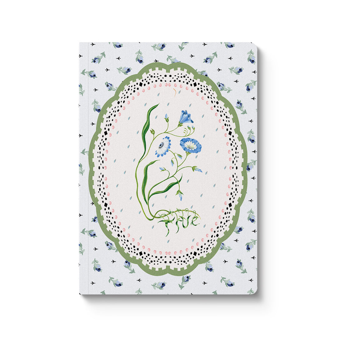 Blue & Cream Roots Vignette Premium Paperback Notebook (A6) (13167)