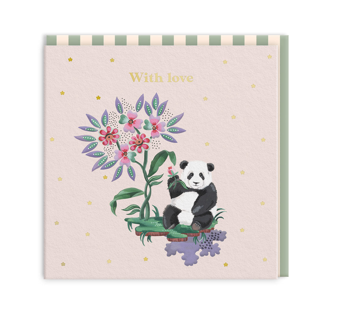 With Love Panda Mini Square Greeting Card (14285)