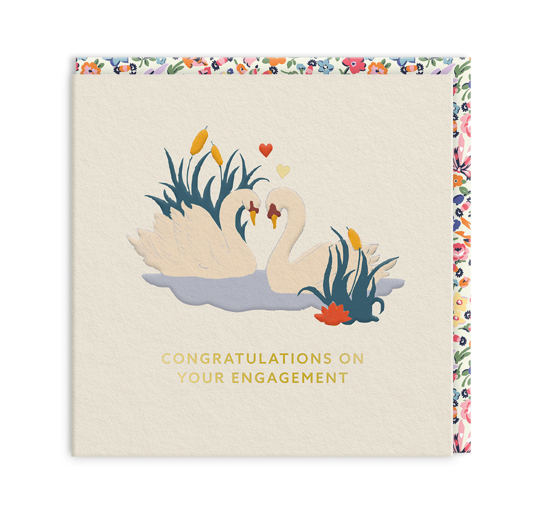 Engagement Swans Mini Square Greeting Card (14293)