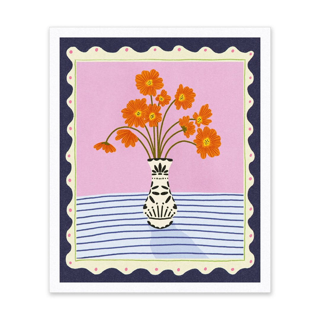 Orange Flowers Riso Print (10x12) (14584)