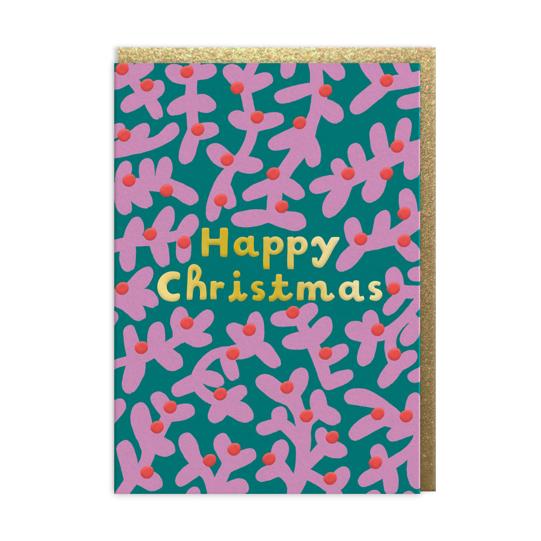 Happy Christmas Foliage Greeting Card (12758)