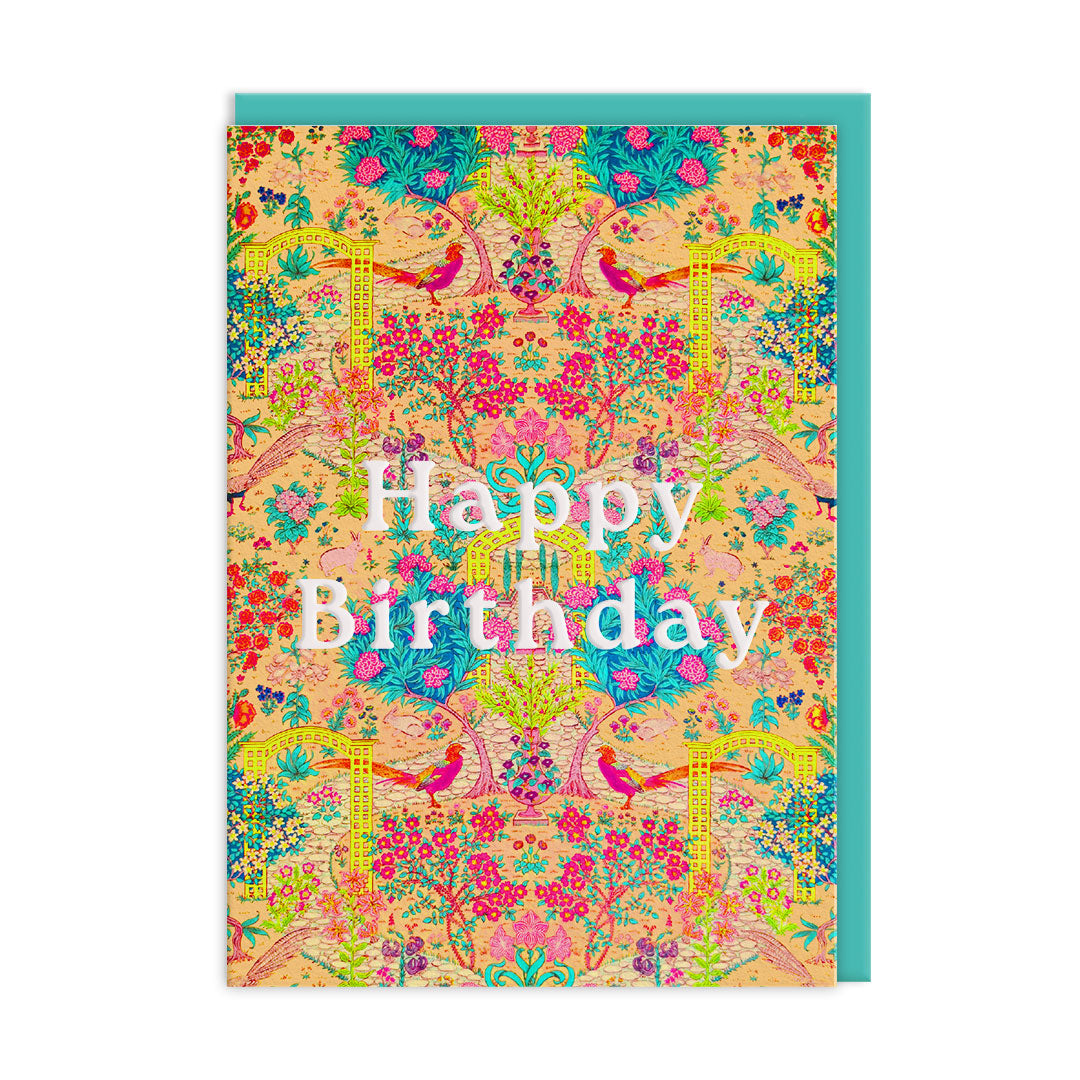 Neon Floral Ornate Garden Greeting Card (12588)