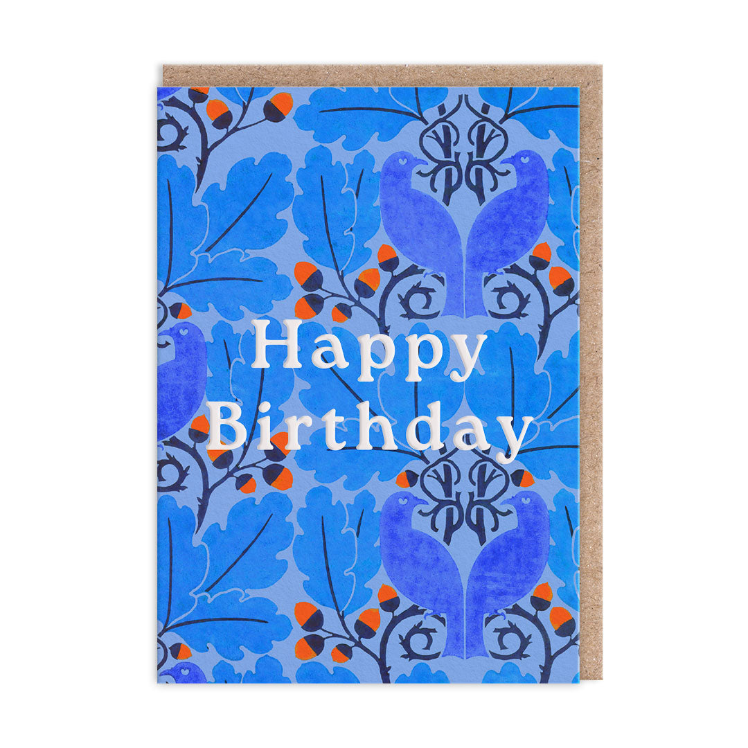 Neon Floral Blue Oak Greeting Card (12590)