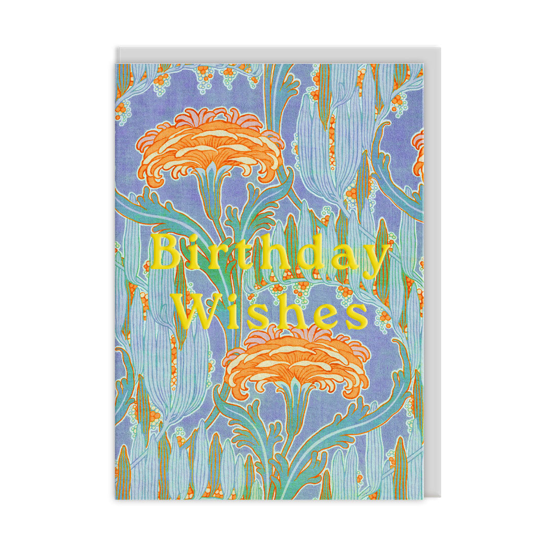 Neon Floral Orange Flower Greeting Card (12596)