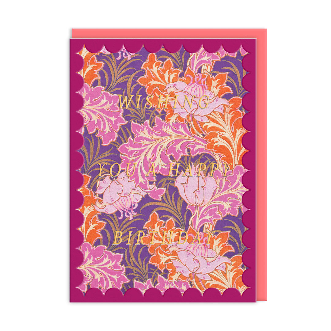 Scalloped Bold Warm Leaves Greeting Card (12621)