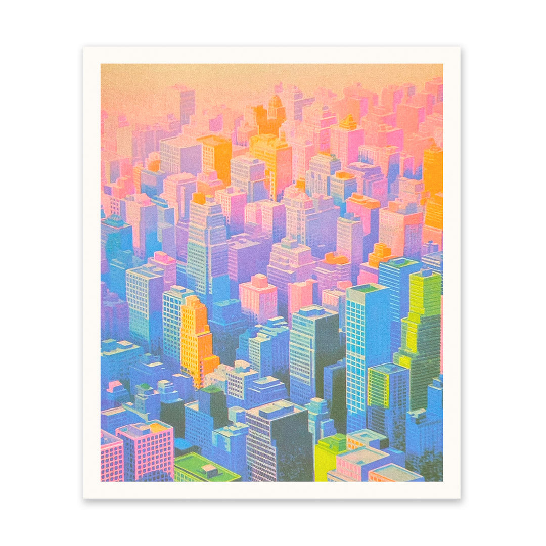 Gradient Axo Skyscrapers Riso Print (10x12) (10981)