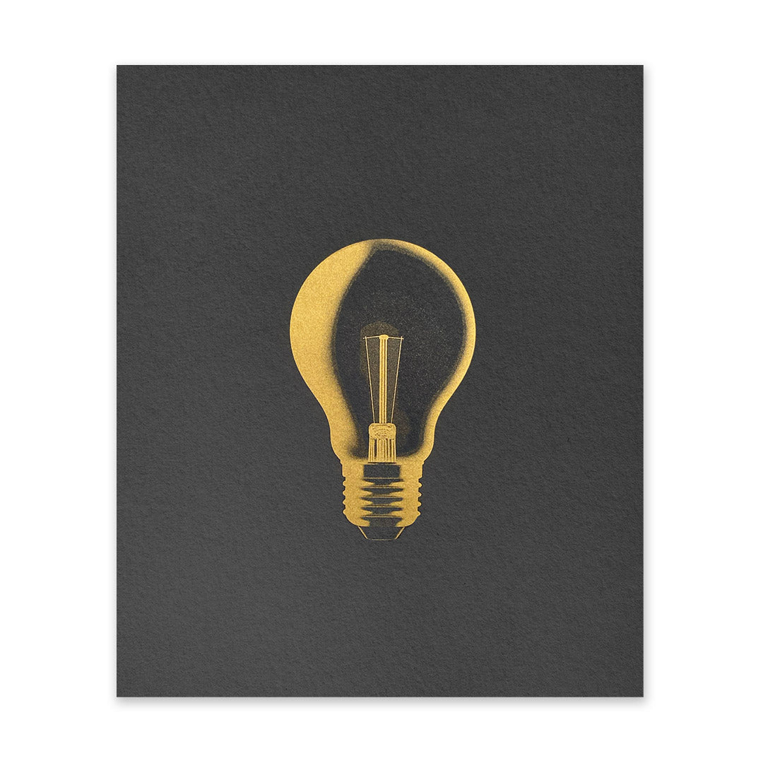 Black & Gold Lightbulb Riso Print (12x10)(10983)