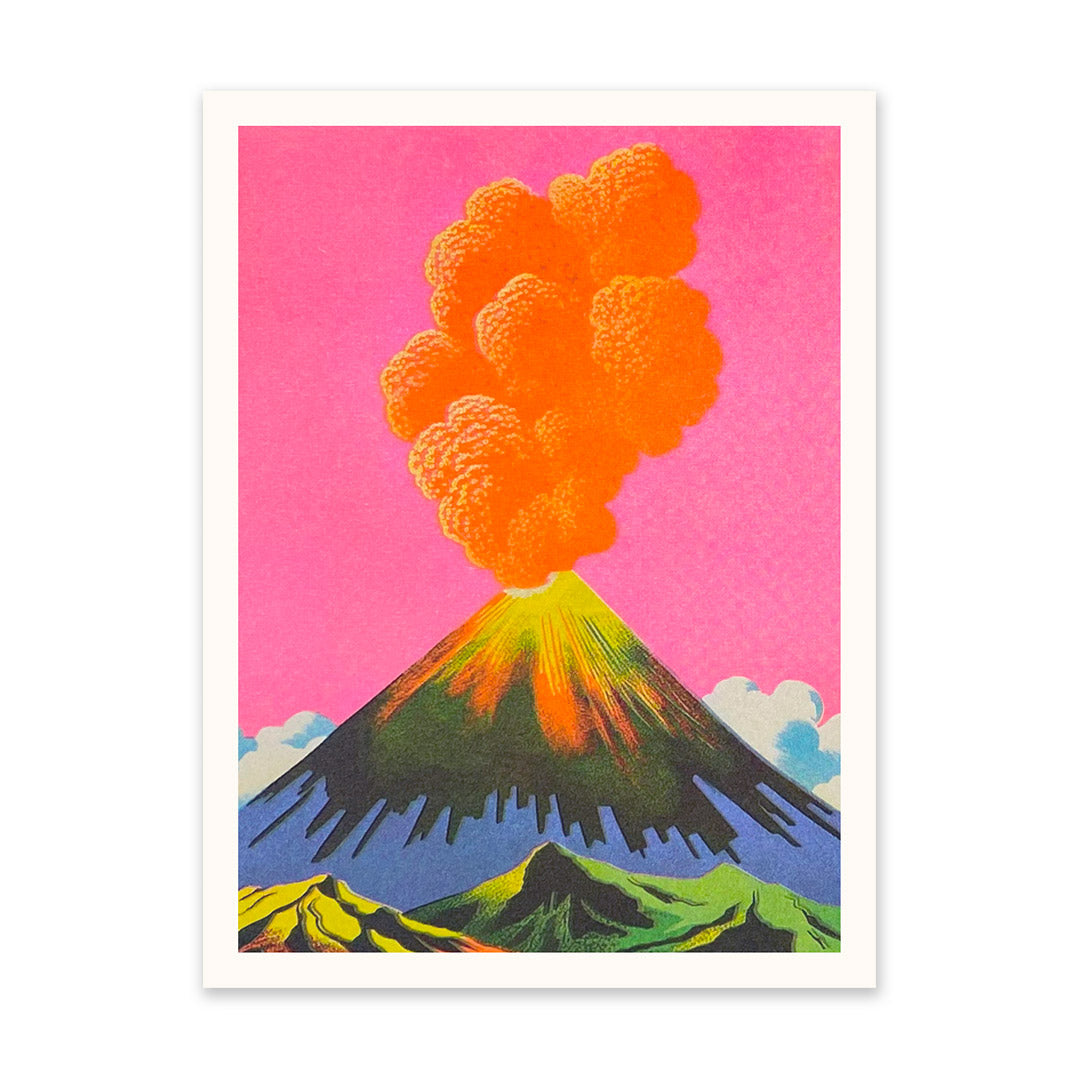 Neon Volcanoes 3 Riso Print (6x8) (10901)
