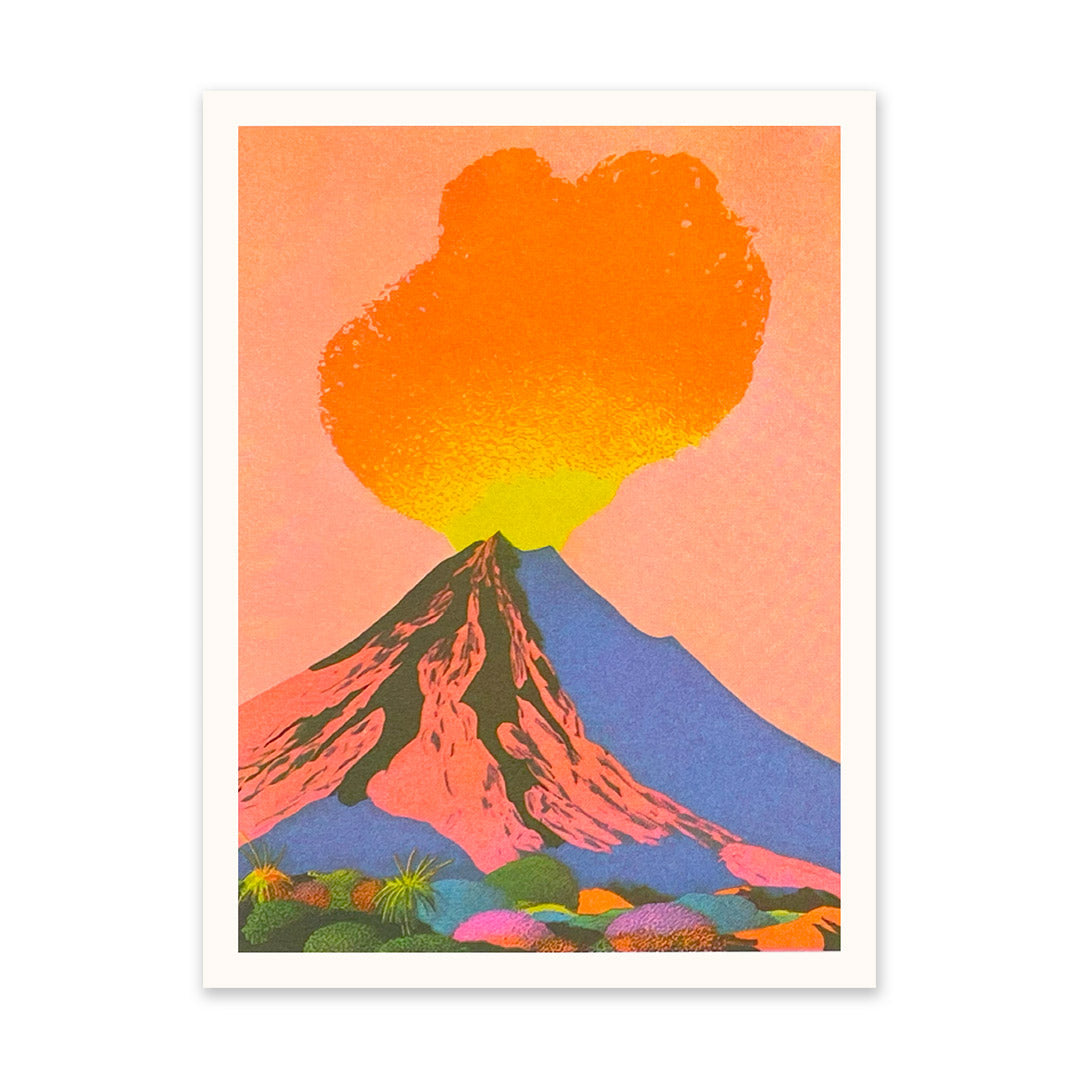 Neon Volcanoes 5 Riso Print (6x8) (10903)