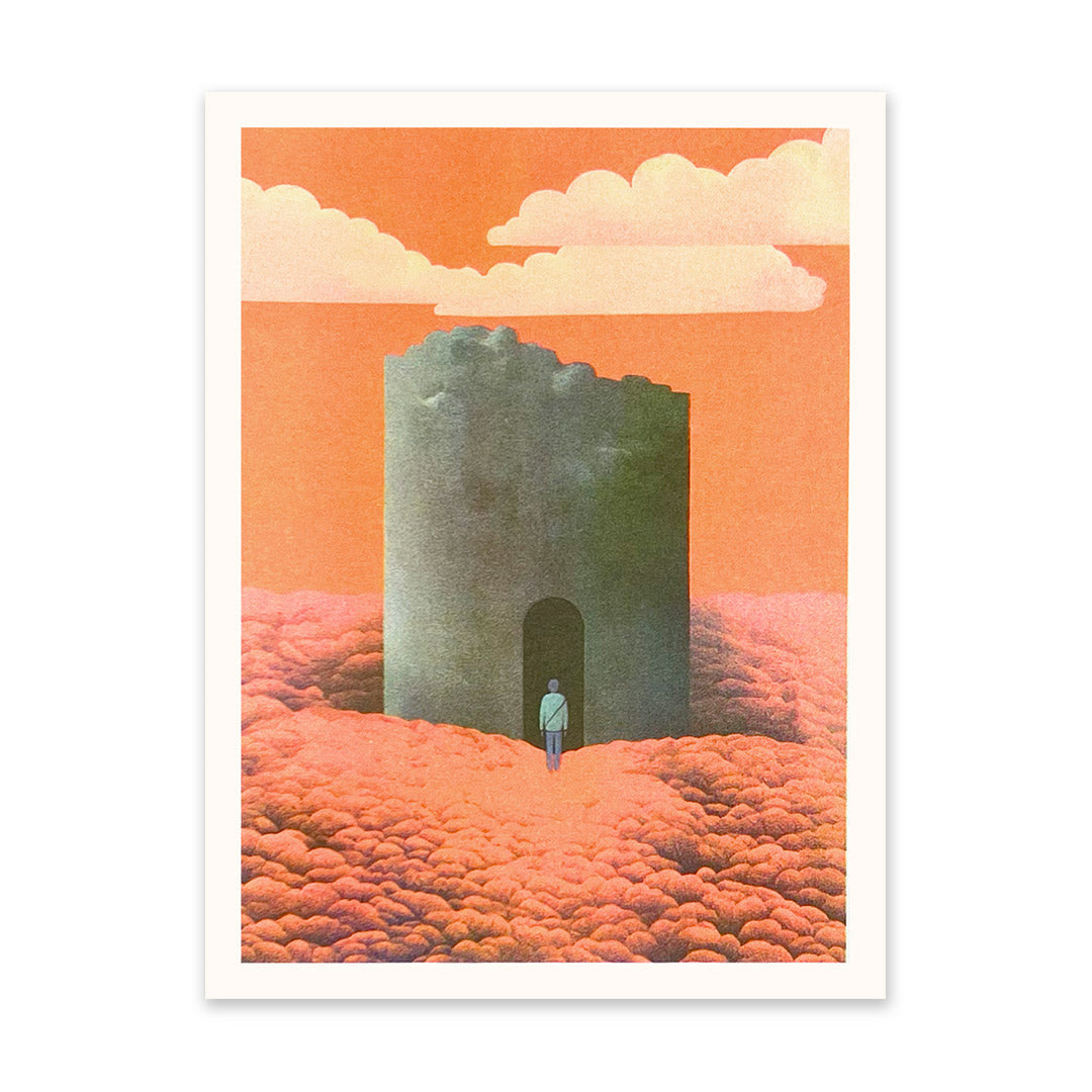 Figure and Tower Riso Print (8x6)(10912)