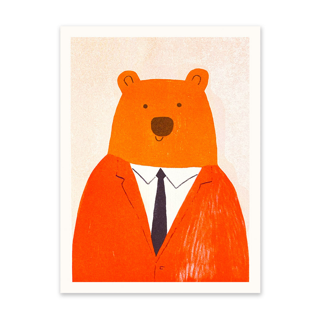 Bear in Suit Riso Print (6x8) (11212)