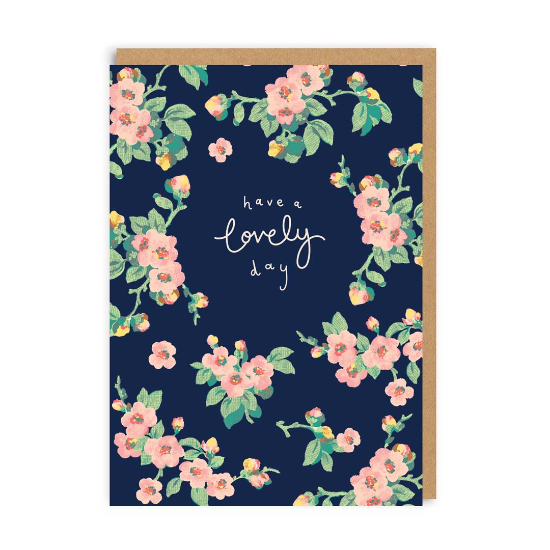 Have A Lovely Day (navy floral) Greeting Card