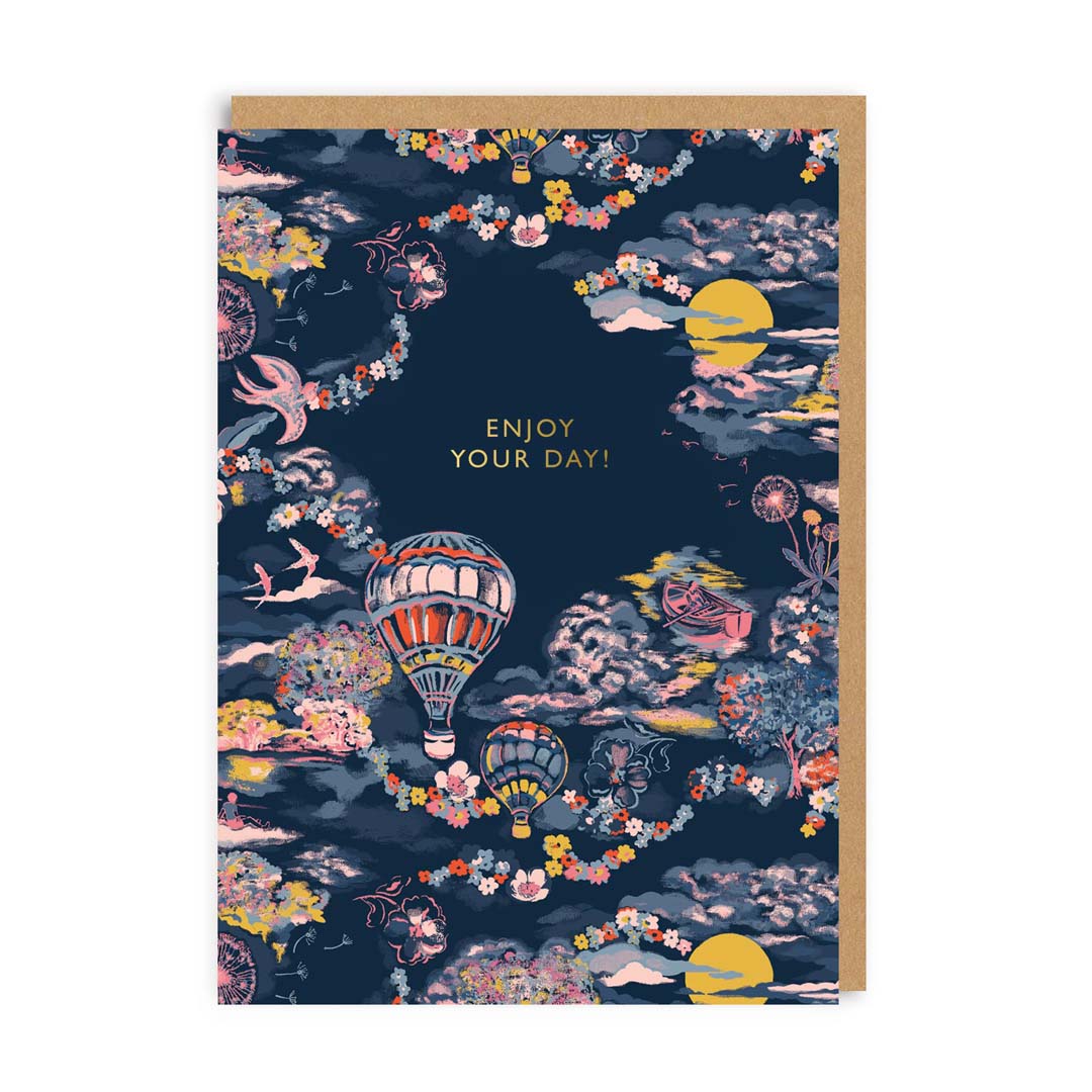Navy Hot Air Balloon Greeting Card