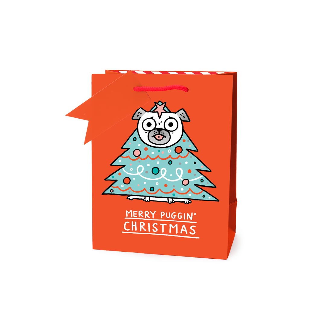 Puggin' Christmas Medium Gift Bag