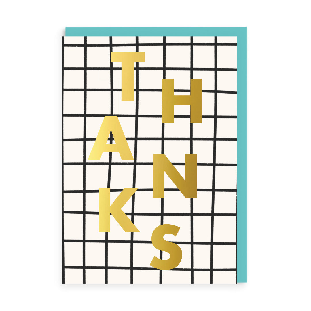 Thanks - Grid Pattern Greeting Card