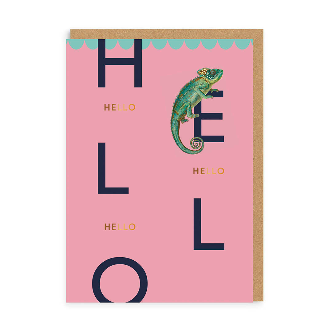 Hello Chameleon Greeting Card