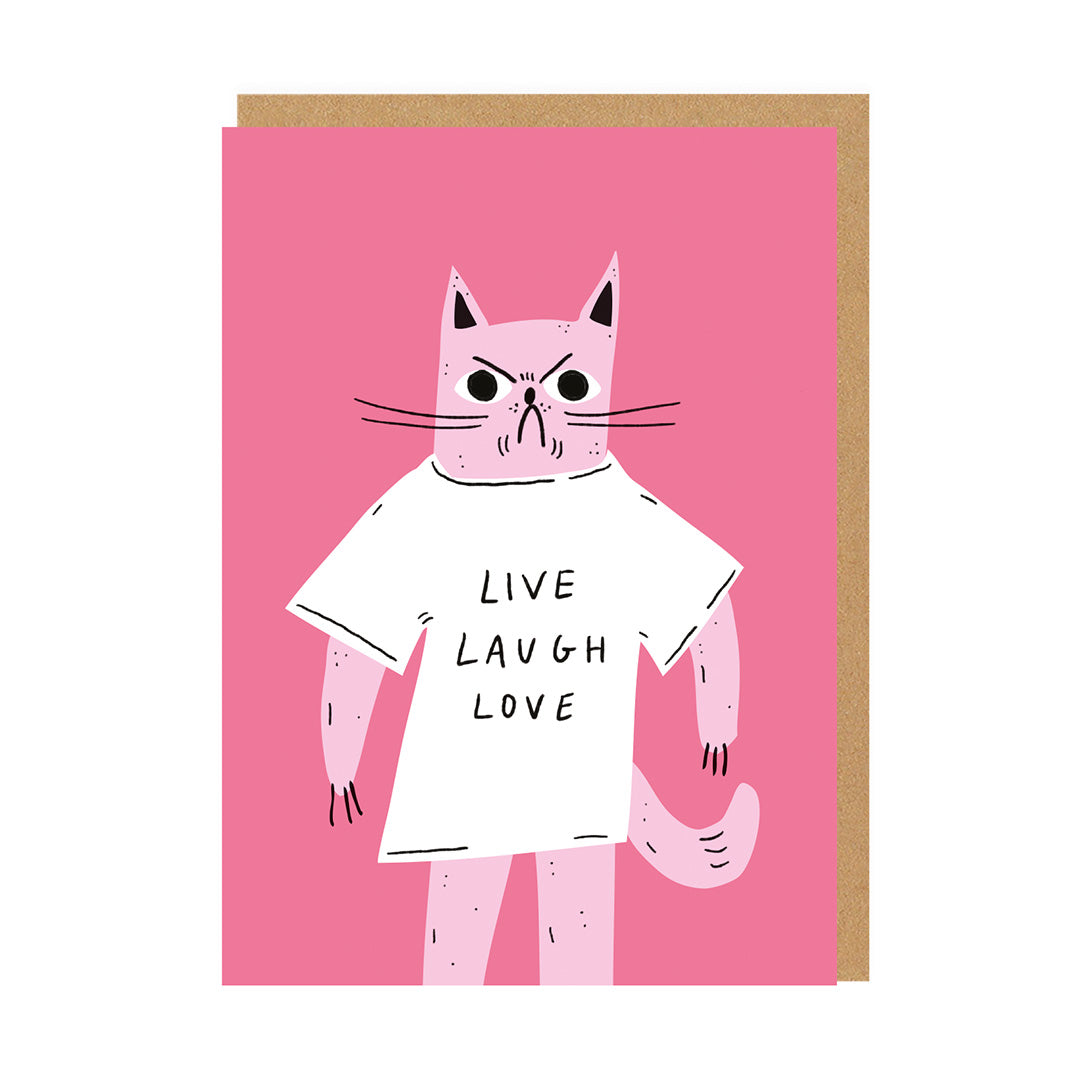 Live Laugh Love Cat Greeting Card
