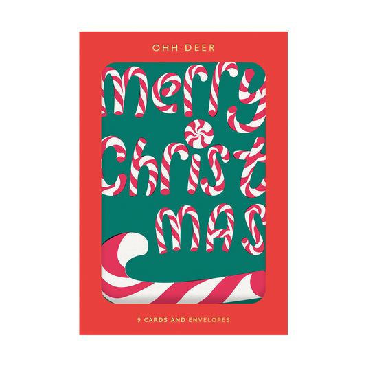 Merry Christmas Candy Cane Packs of 9 Cards (11564)