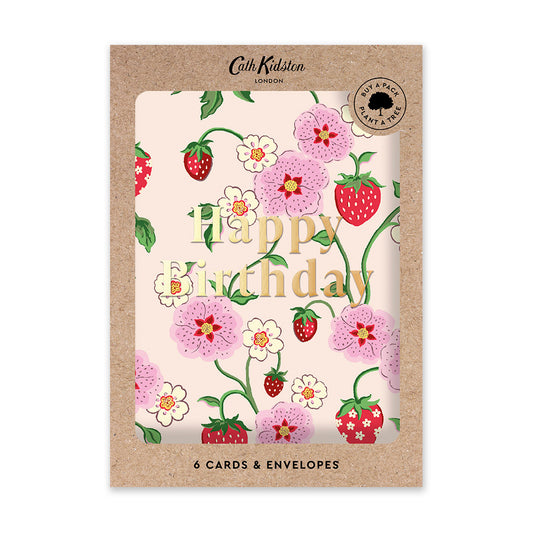 Wild Strawberry Cream Happy Birthday Card Set (10701)