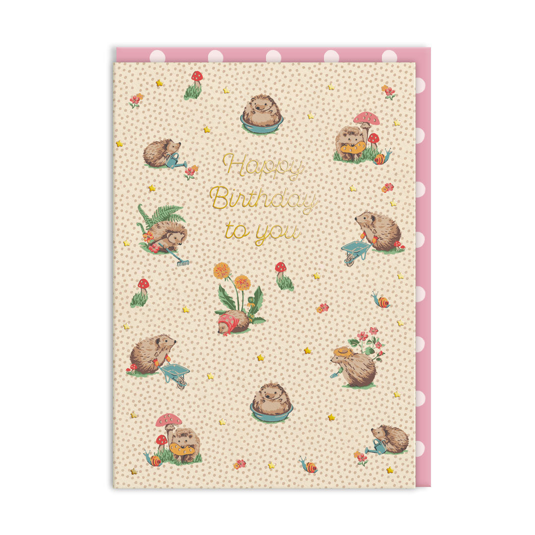 Cath Kidston Hedgehogs Happy Birthday Card (11498)