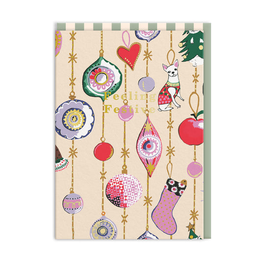 Feeling Festive Baubles Christmas Card (9700)