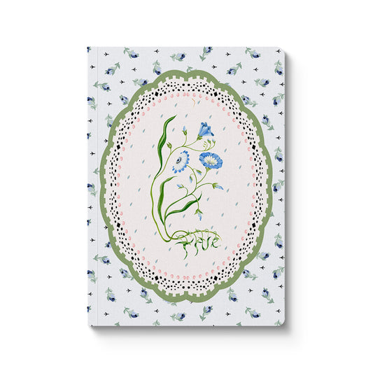 Blue & Cream Roots Vignette Premium Perfect Bound Notebook (A5) (13163)
