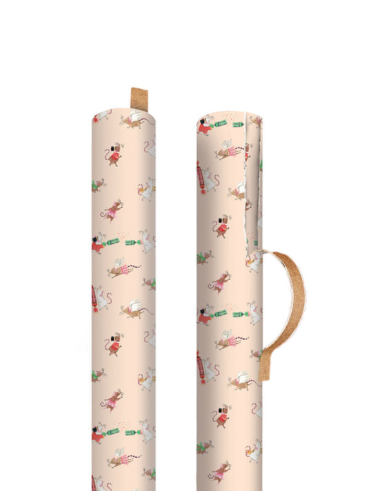 Nutcracker Mice Cream Single Roll Wrap (13931)