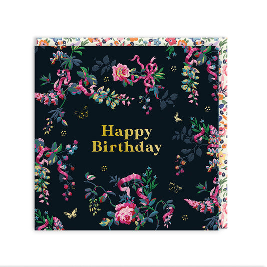 Black Flowers Mini Square Greeting Card (14281)