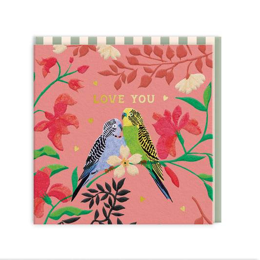 Love Parrots Mini Square Greeting Card (14282)