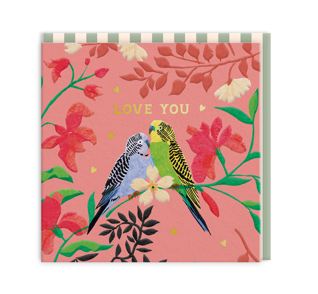Love Parrots Mini Square Greeting Card (14282)