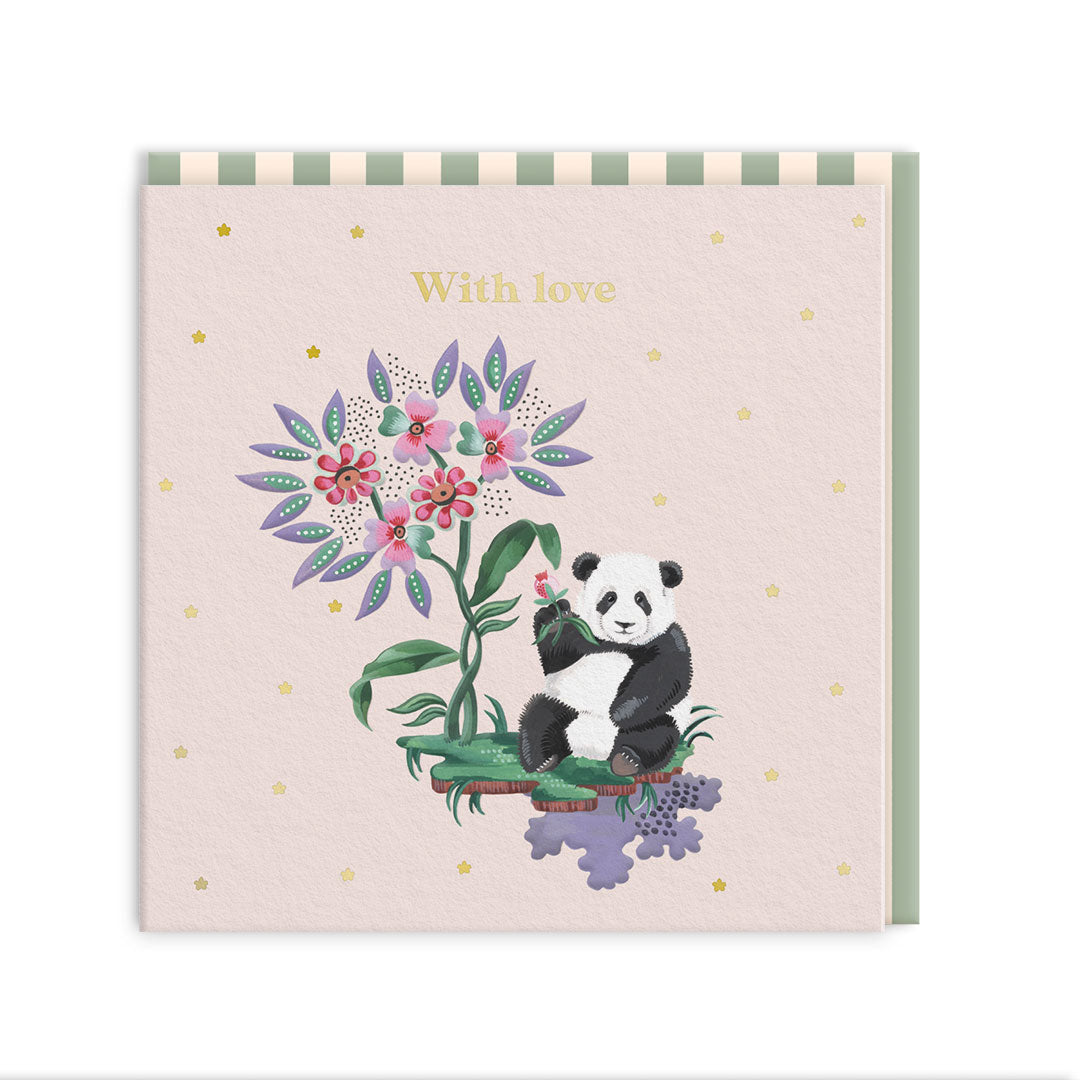 With Love Panda Mini Square Greeting Card (14285)