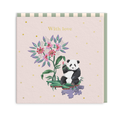 With Love Panda Mini Square Greeting Card (14285)
