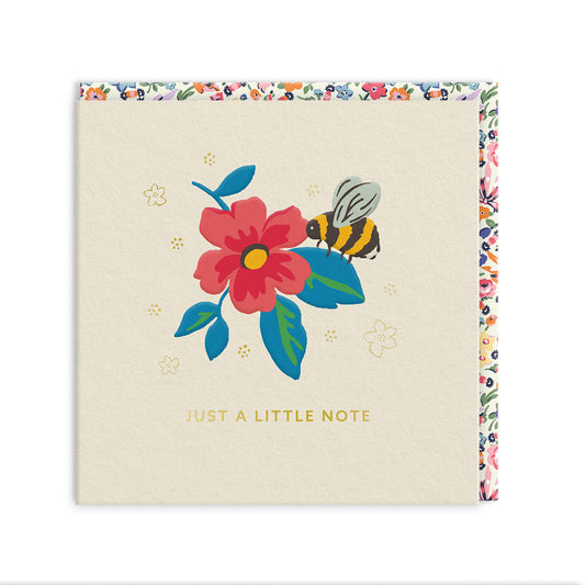 Just A Little Note - Bee & Flower Mini Square Greeting Card (14295)