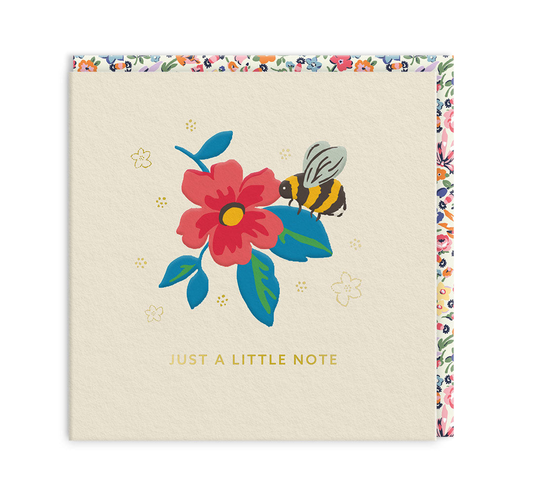Just A Little Note - Bee & Flower Mini Square Greeting Card (14295)