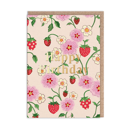 Wild Strawberry Cream Happy Birthday Card Set (10701)