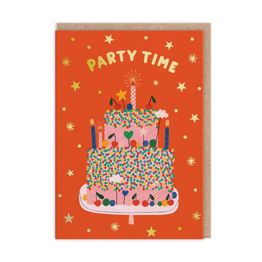 Party Time Red Cake Greeting Card (10457)
