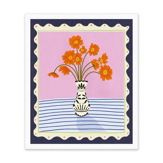 Orange Flowers Riso Print (10x12) (14584)