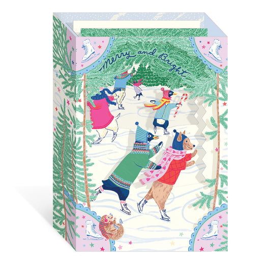Merry And Bright Skating (3D) Greeting Card (13077)