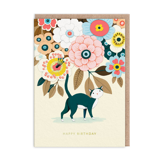 Floral Kitty Greeting Card (13302)