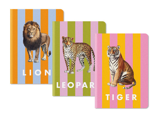 Striped Lion Zebra Elephant Stitched Notebook Set (12230)