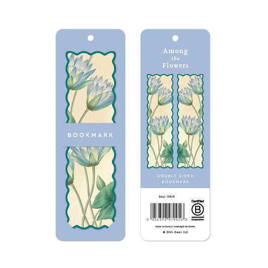 Scalloped Blue Nymphaea-Caerulea Premium Bookmark (12979)