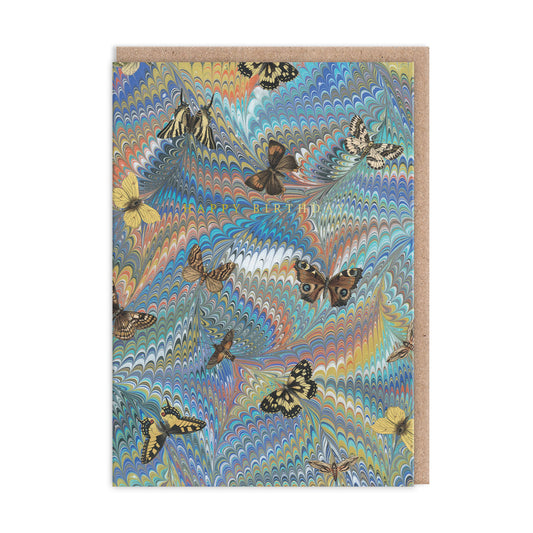 Marble Butterfly Blue Greeting Card (12049)