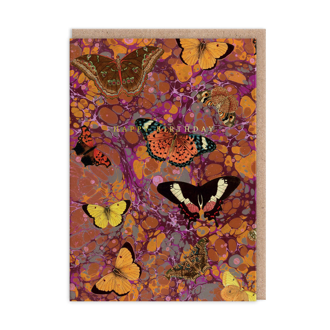 Marble Butterfly Pink Greeting Card (12058)