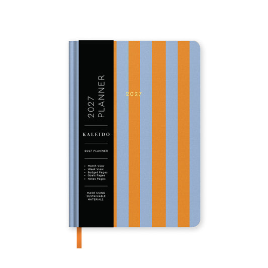 2027 Blue and Orange Stripe Premium Hardback Diary (A5) (13652)