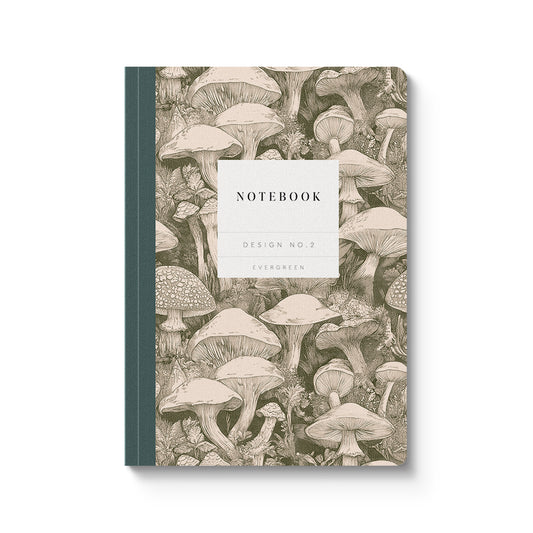 Design No.2 Muted Mushrooms Premium Paperback Notebook (A5) (13116)