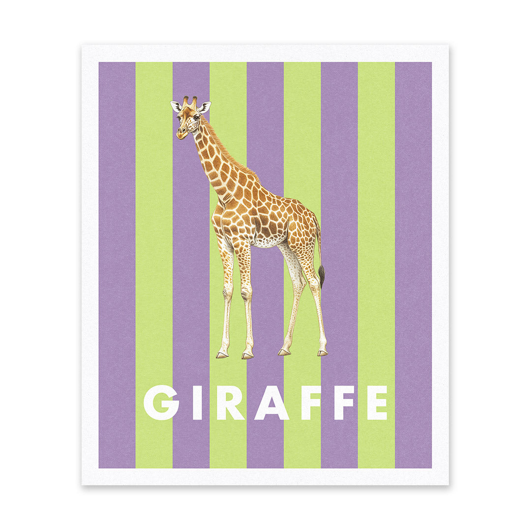 Striped Giraffe Riso Print (12x10)(12451)