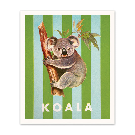 Striped Koala Riso Print (8x6)(12322)