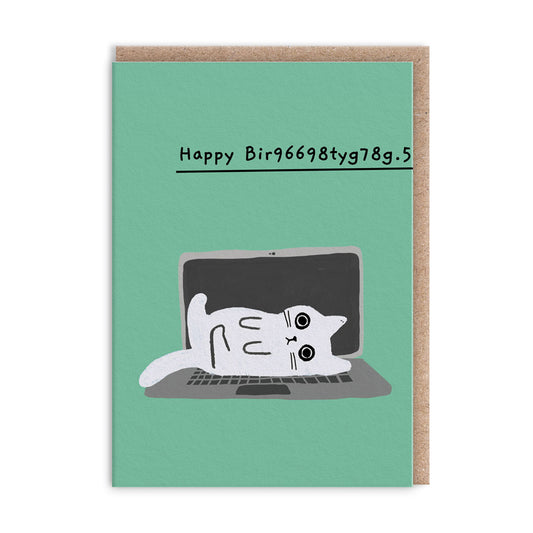 Laptop Kitten Mini Greeting Card (14008)