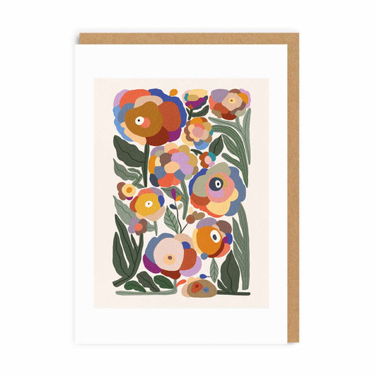 Greeting card with abstract floral pattern