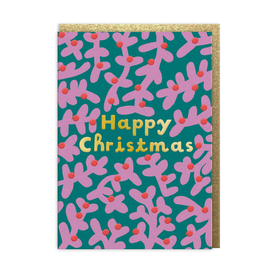 Happy Christmas Foliage Greeting Card (12758)